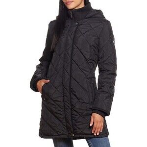 Weatherproof Women's Hooded Midweight Quilted Walker Jacket In Black Size M